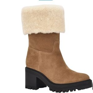 boots Marc Fisher Willoe Sherpa Black leather pull on winter